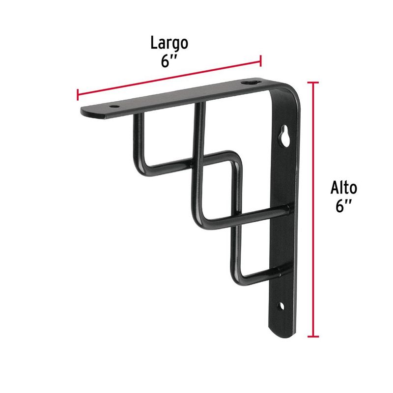 Ménsula Reforzada Negra Diseño Escalera 6 x 6 Plg