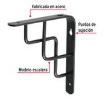 Ménsula Reforzada Negra Diseño Escalera 6 x 6 Plg