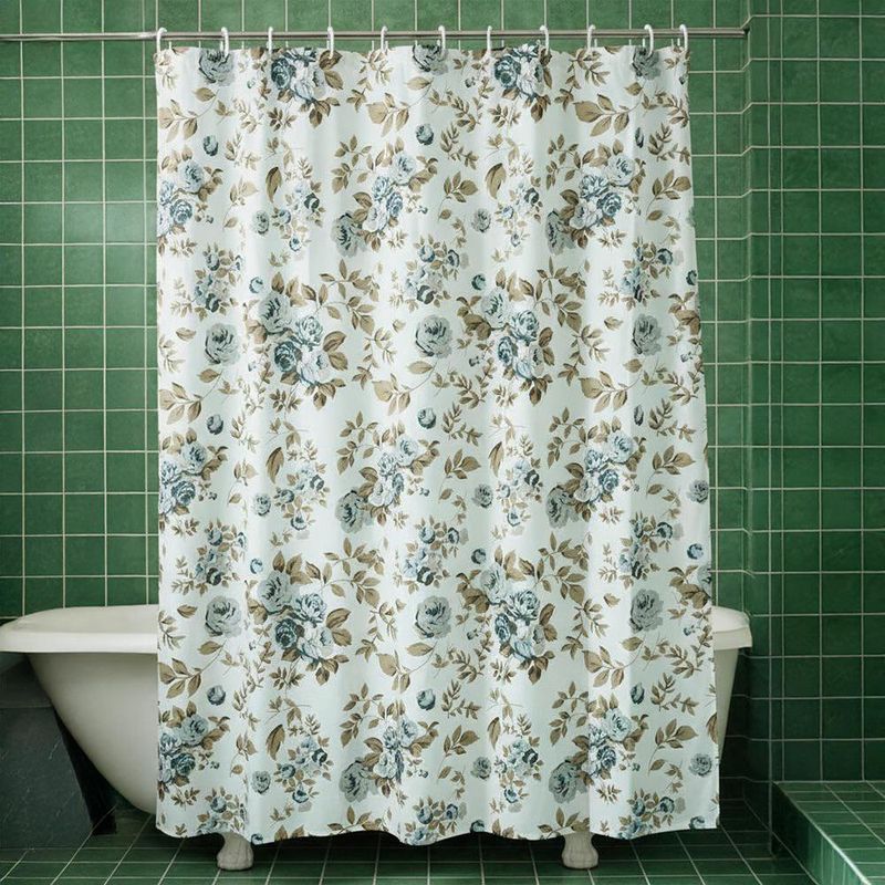 Set de Cortina para Ducha Diseño Rosas Azules