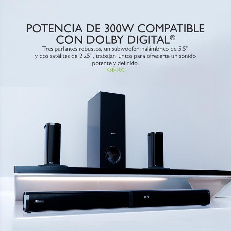 Barra de Sonido Klip Xtreme 5.1 con Subwoofer Inalámbrico