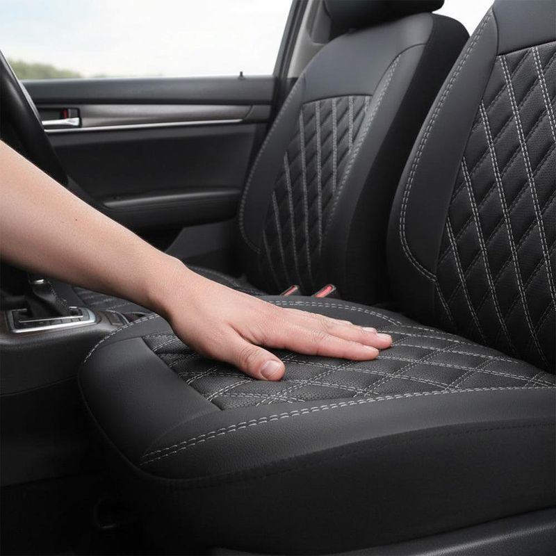 Cubre Asientos de Auto Color Negro con Rombos