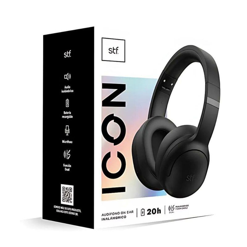 Icon: Audifono On Ear Inalámbrico Negro