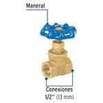 Válvula de Compuerta Latón 1/2 Plg