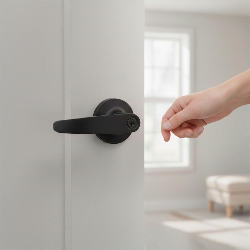 Cerradura de Dormitorio Tipo Manija Génova Negra