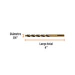 Broca para Metal y Madera HSS Trugold de 1/4 x 4 Plg Blíster