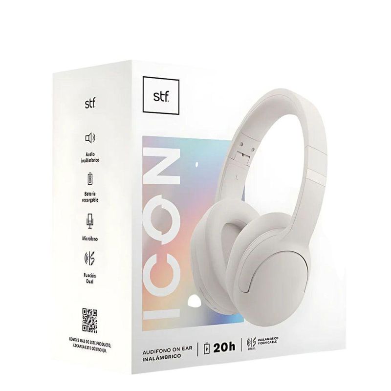 Audífonos On Ear STF Icon Inalámbricos con Micrófono Color Blanco