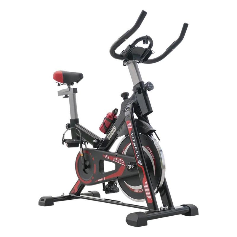 Bicicleta de Spinning con Volante de Inercia para Cardio y Entrenamiento Indoor Color Rojo