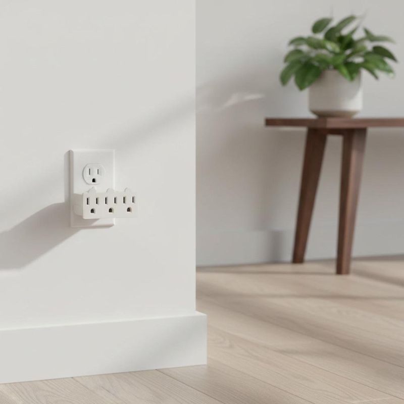 Multicontacto Tipo Bisagra Aterrizado de 3 Entradas Blanca