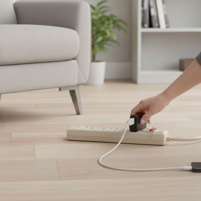 Multicontacto Tipo Regleta Aterrizado de 6 Entradas Blanca