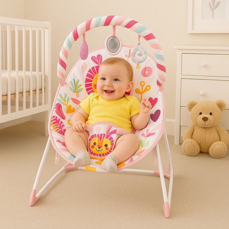 Silla Mecedora Infantil León Rosado