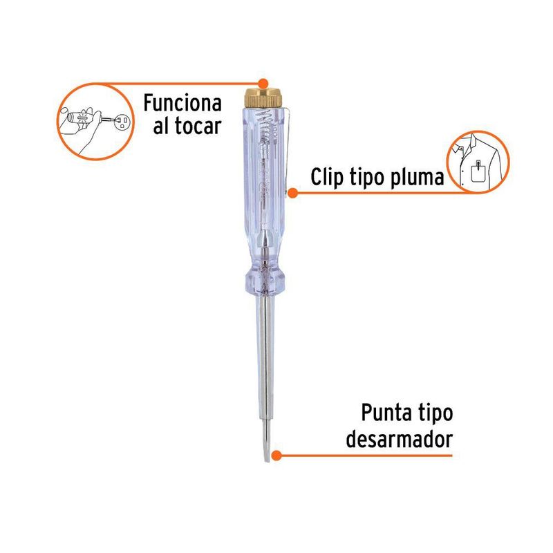 Tester LED Probador de Voltaje Tipo Desarmador Transparente 100-500 V