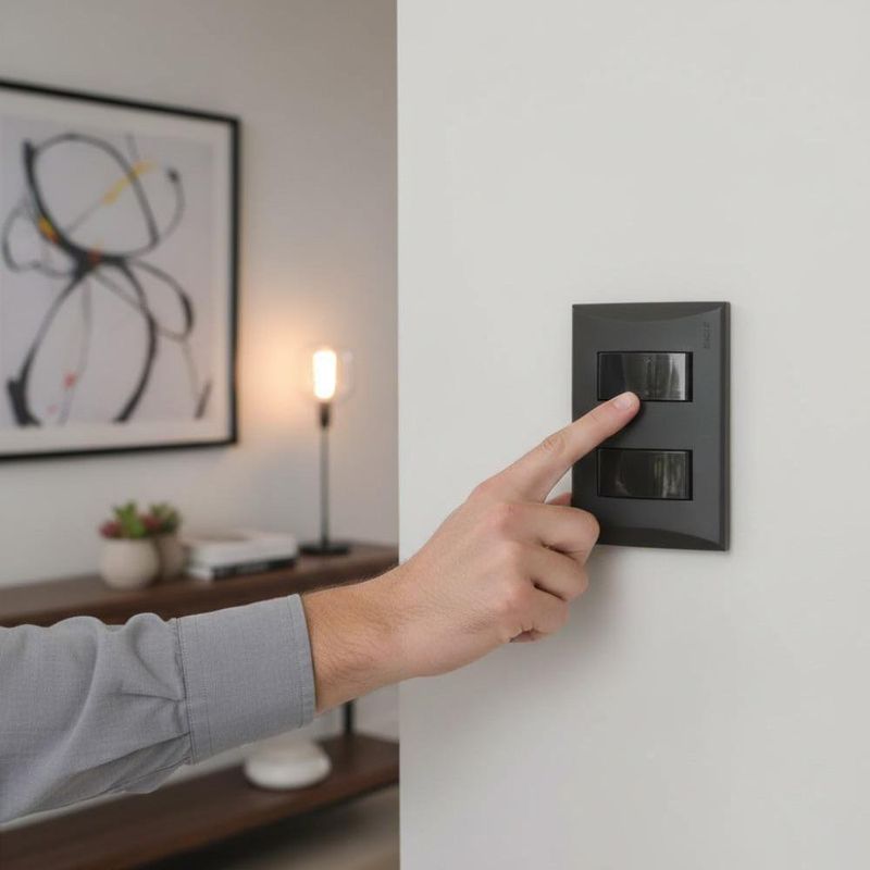 Interruptor Plata Negro 1 Polo Doble