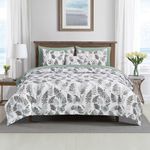 Set de 8 Pzas Edredón Diseño Hojas Verdes Tamaño King