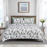 Set de 8 Pzas Edredón con Hojas Verdes Tamaño Queen