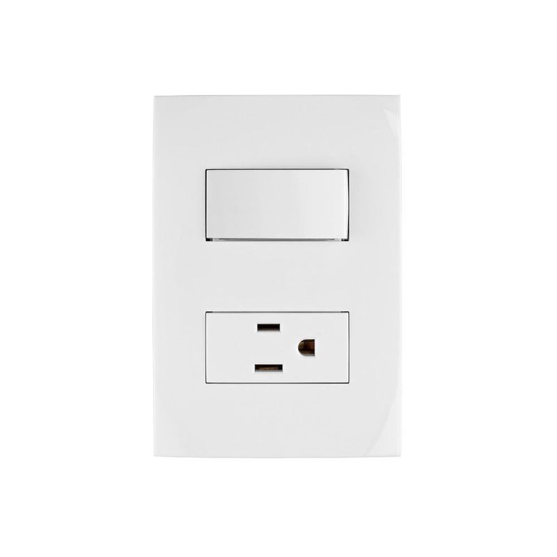 Interruptor Sencillo y Toma 5-15R Doble Blanco