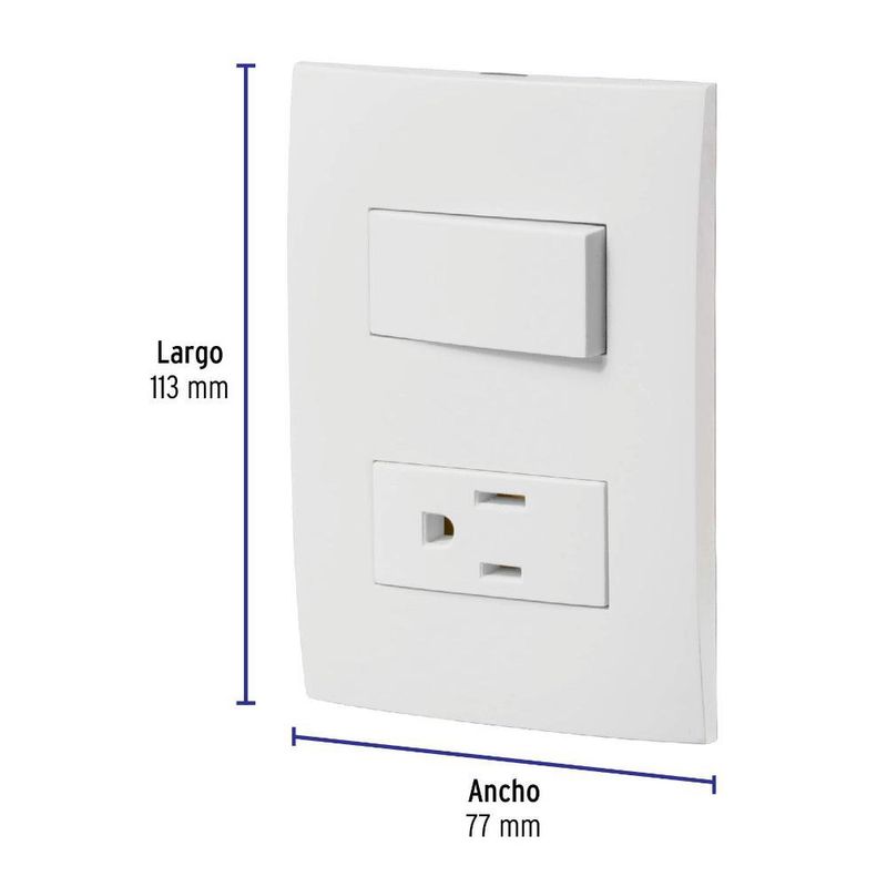 Interruptor Sencillo y Toma 5-15R Doble Blanco