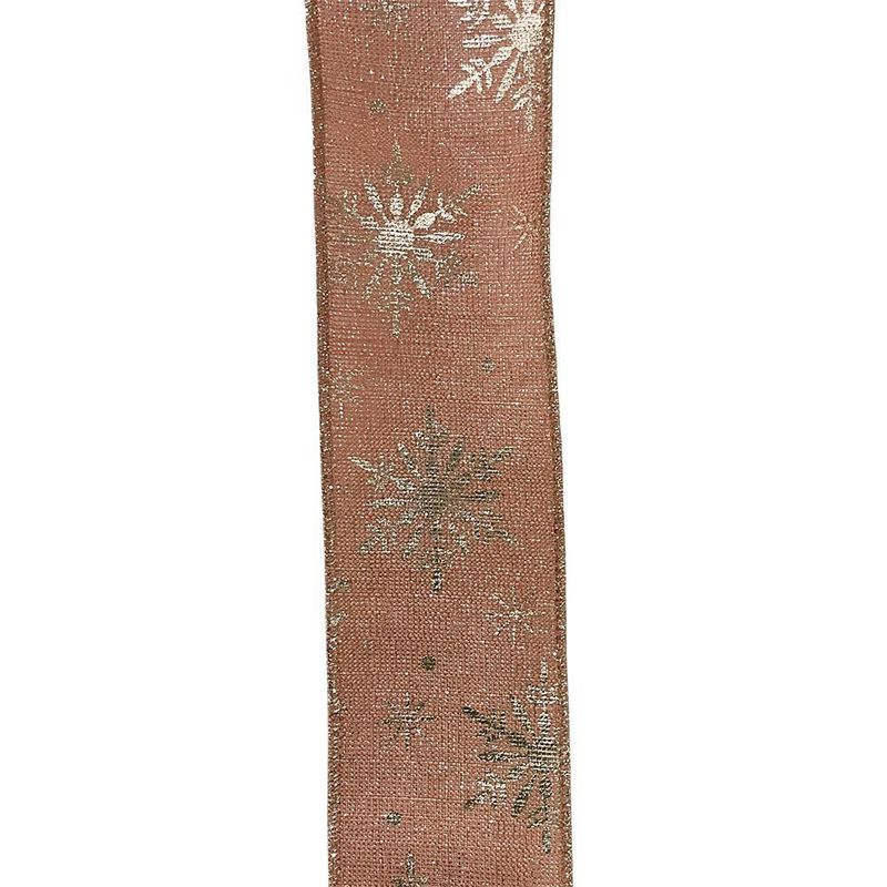 Listón Navideño cpn Copos de 2.5 plg x 9 yardas Color Dorado