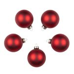 Set de 9 Bombas Navideñas Lisas 8 cm Color Rojo Mate y Brillante