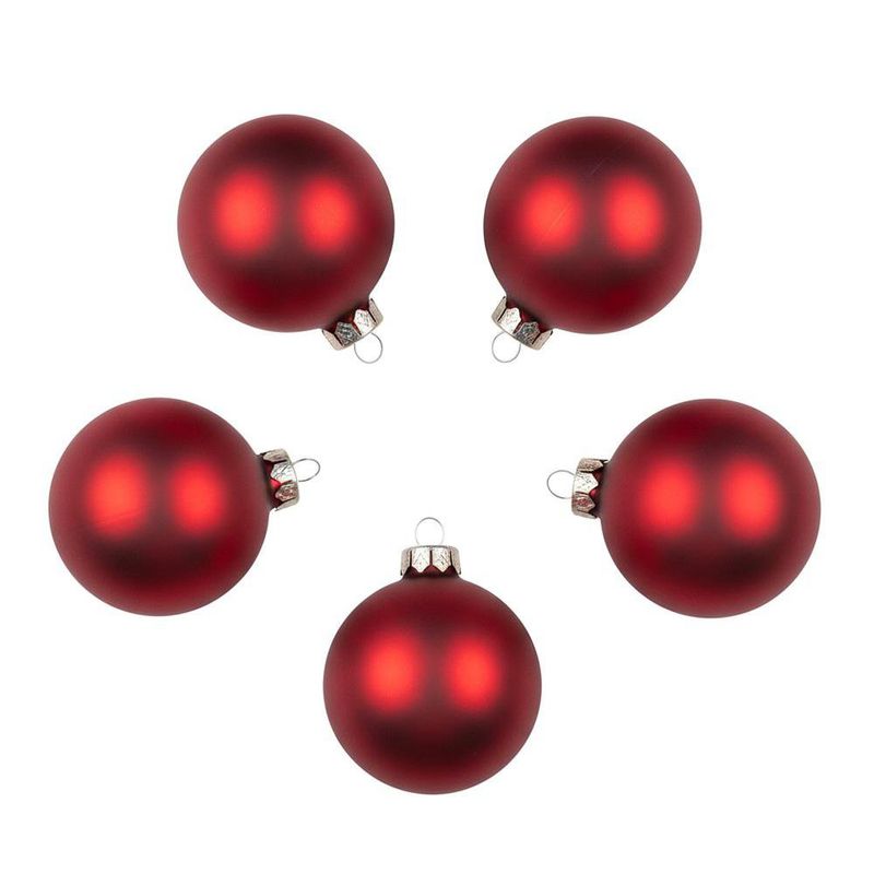 Set de 9 Bombas Navideñas Lisas 8 cm Color Rojo Mate y Brillante