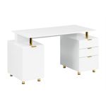 Escritorio con Cajones Elegance Blanco y Dorado