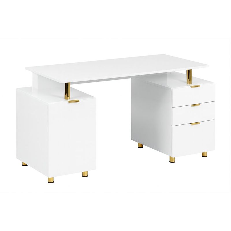 Escritorio con Cajones Elegance Blanco y Dorado
