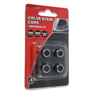 Tapones para Válvula Cromados Detalle Fibra de Carbón 4 Pzas.