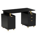 Escritorio con Gavetas Elegance Color Negro y Dorado