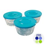 Set de 3 Contenedores Herméticos de Vidrio Colores Surtidos
