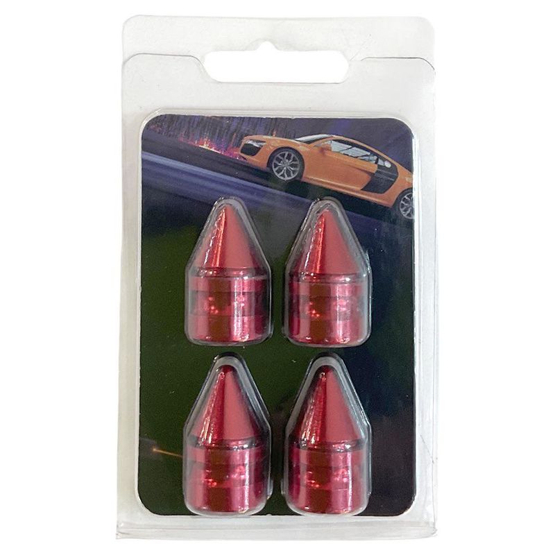 Tapones de Válvula tipo Rocket Color Rojo Set 4 Pzas.
