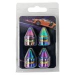 Set de 4 Tapones para Válvula Tipo Rocket Neon Cromado