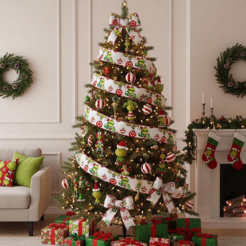 Listón Navideño de 6.35 cm x 5 m Diseño del Grinch