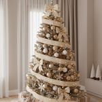 Listón Navideño de 2.5 plg x 10 yardas Color Dorado Brillante