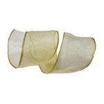 Listón Navideño de 2.5 plg x 10 yardas Color Dorado Brillante