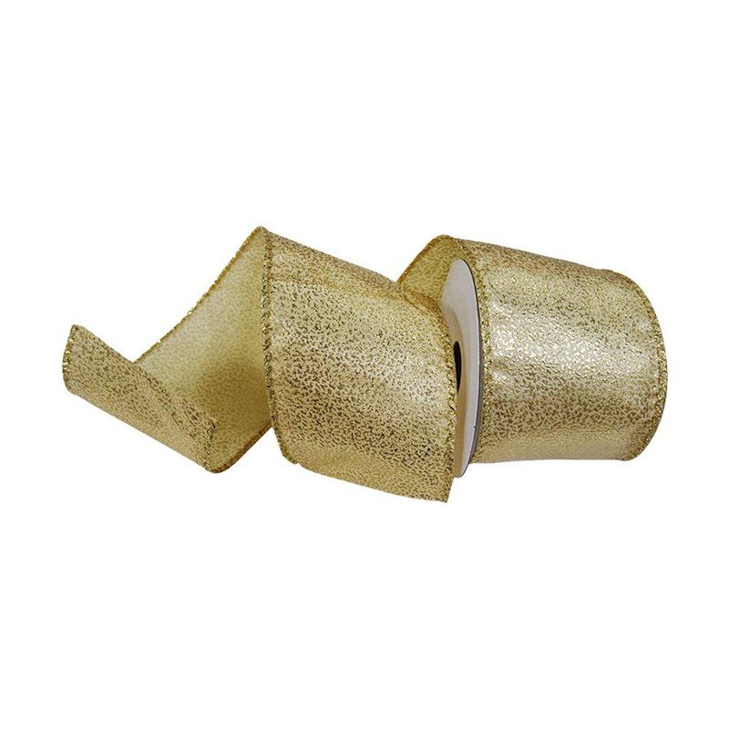 Listón Navideño de 2.5 plg x 10 yardas Color Dorado