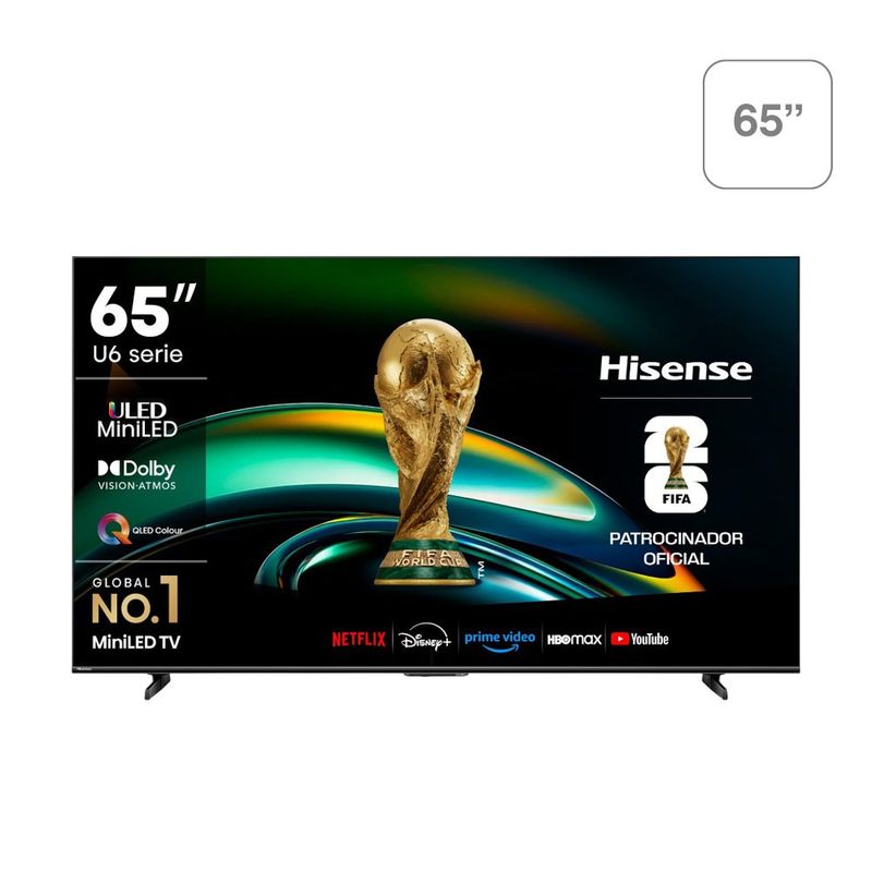 Televisor Smart TV Hisense de 65 plg U6 Series MiniLED 4K QLED