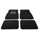 Set de 4 Alfombras para Auto de Felpa y Hule Color Negro