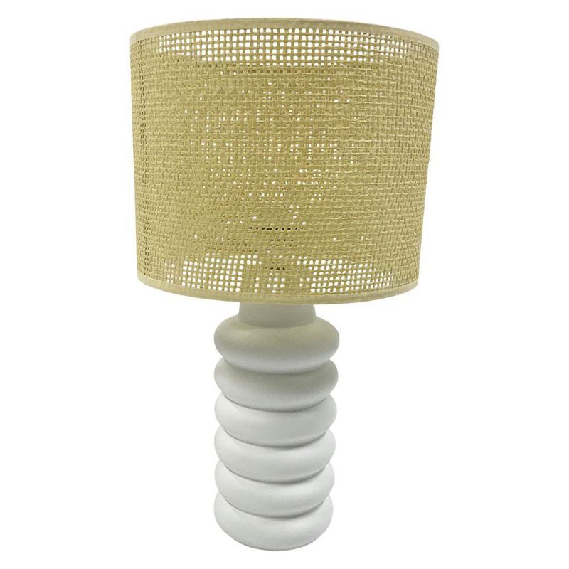 Lámpara de Mesa con Pantalla Tejida y Base Blanca Ondulada 60 W