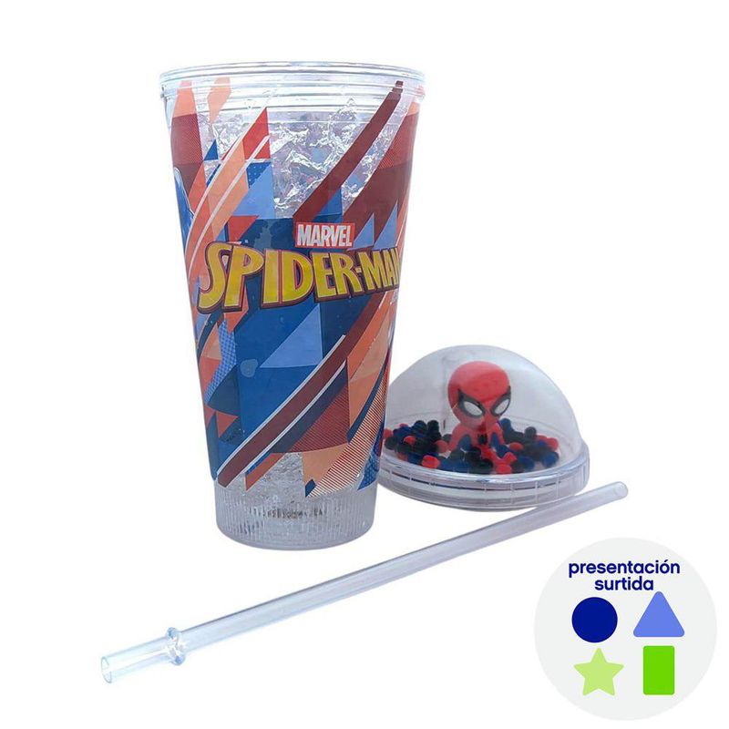 Vaso con Pajilla de 15.2 Oz con Luz Spiderman Diseños Surtidos
