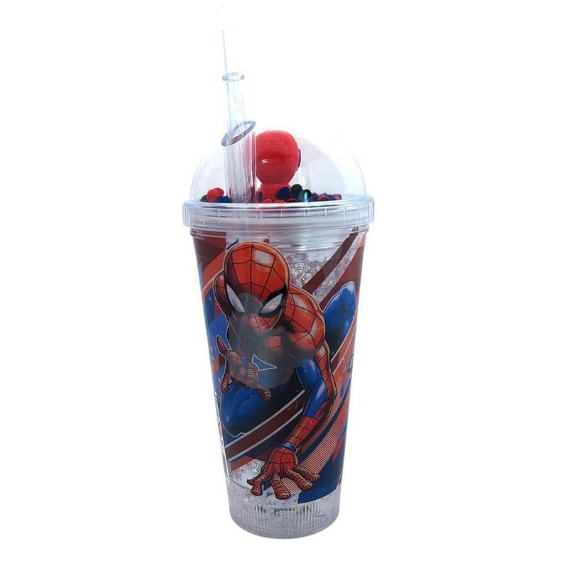 Vaso con Pajilla de 15.2 Oz con Luz Spiderman Diseños Surtidos