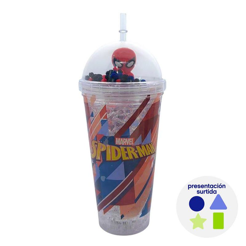 Vaso con Pajilla de 15.2 Oz con Luz Spiderman Diseños Surtidos