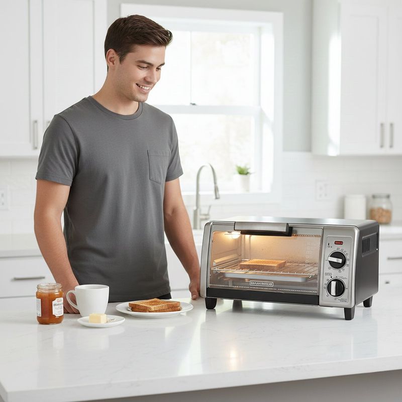 Horno con Convección Natural Black+Decker Compacto Color Plateado