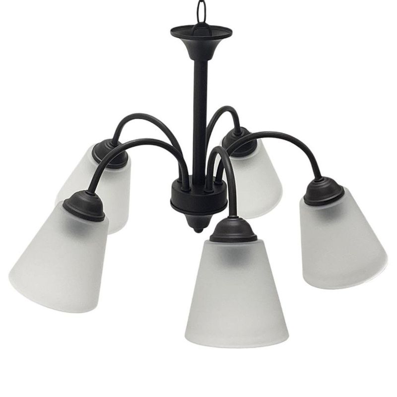 Lámpara de Techo 5 Luces con Vidrio Esmerilado Acabado Chocolate