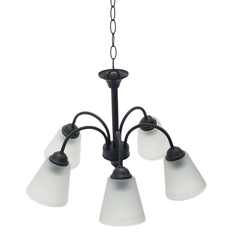 Lámpara de Techo 5 Luces con Vidrio Esmerilado Acabado Chocolate