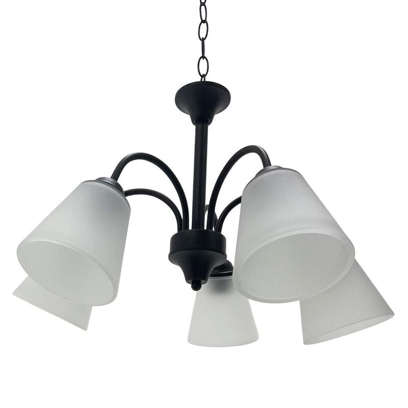 Lámpara de Techo 5 Luces con Vidrio Esmerilado Acabado Chocolate