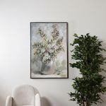 Cuadro Decorativo Jarrón Plateado con Flores 92 x 62 Cm