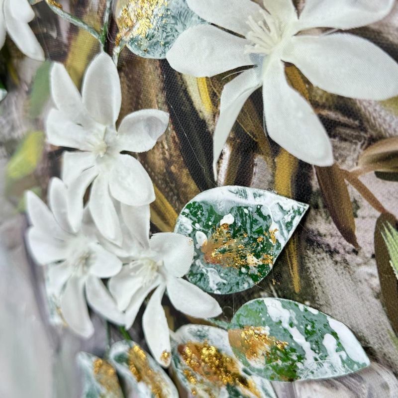 Cuadro Decorativo Jarrón Plateado con Flores 92 x 62 Cm