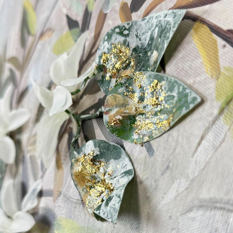 Cuadro Decorativo Jarrón Plateado con Flores 92 x 62 Cm