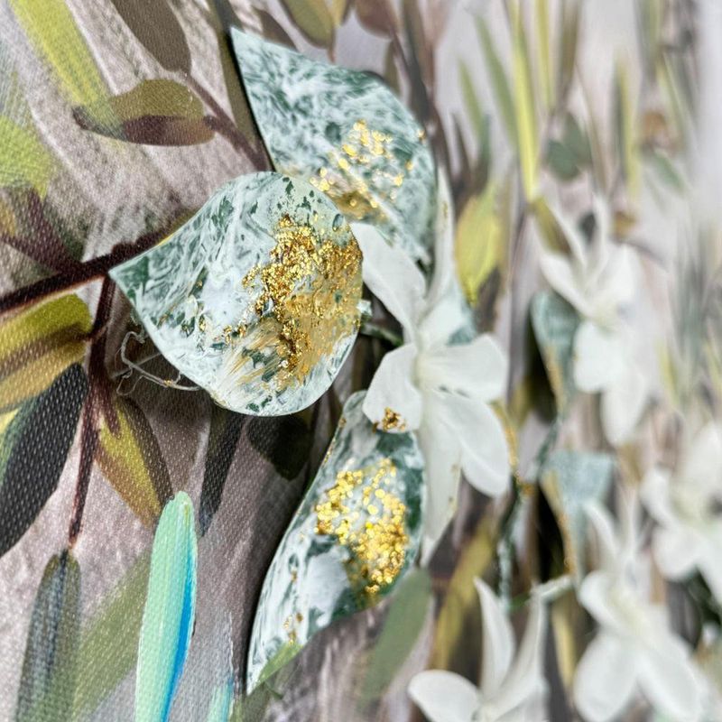 Cuadro Decorativo Jarrón Plateado con Flores 92 x 62 Cm