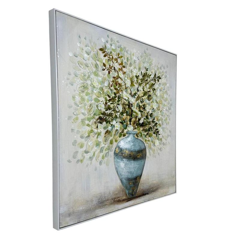 Cuadro Decorativo Jarrón Celeste con Flores 102 Cm