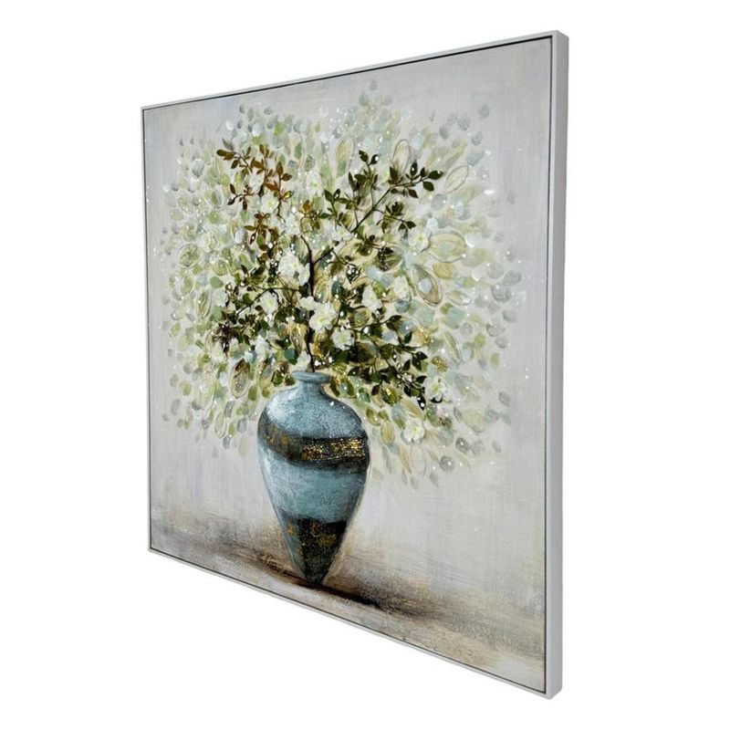 Cuadro Decorativo Jarrón Celeste con Flores 102 Cm